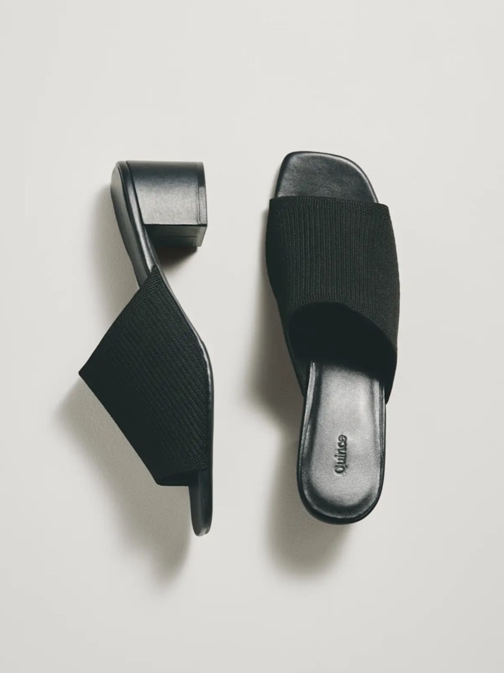 Quince Italian Leather & Eco Knit Heeled Mule